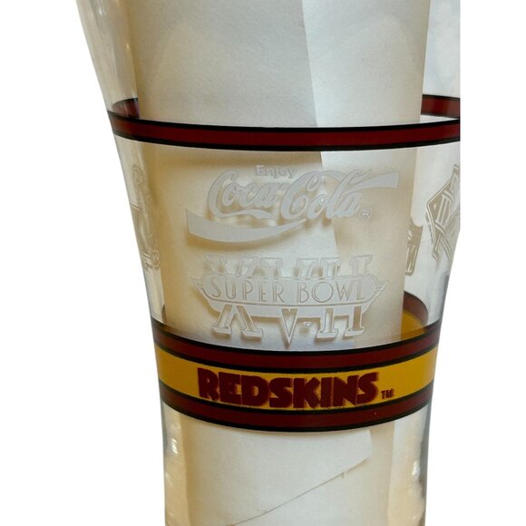 Super Bowl XXVI Vintage Wahington Redskins Pint Glass Coca-Cola NFL Collectible - Picture 8 of 16